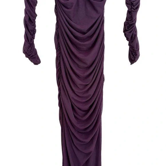NWT Windsor Marla Mesh Off-The-Shoulder Formal Dress Size Large Purple Plum Long - Picture 9 of 12